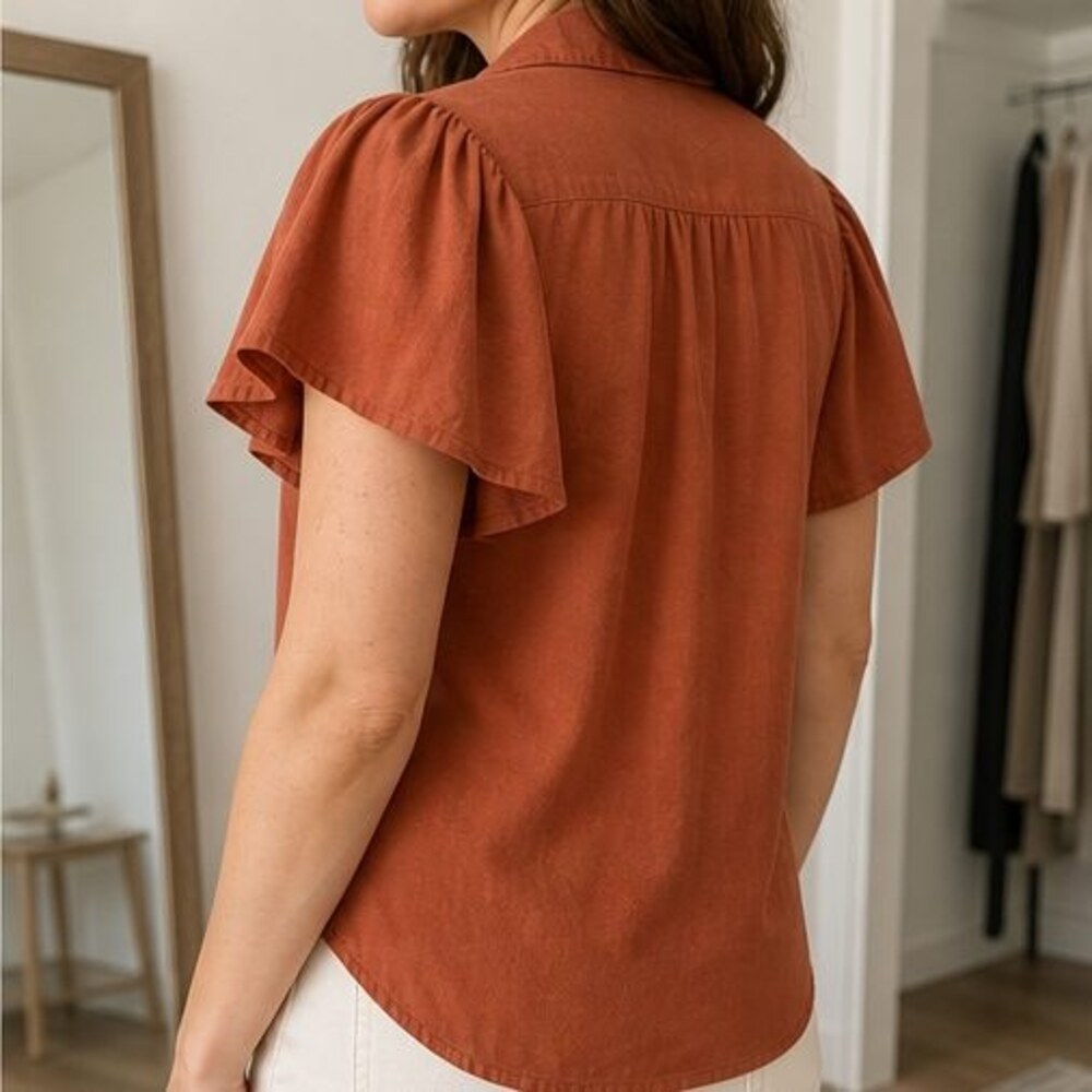 Rust Ruffle Blouse - Picture 3 of 6